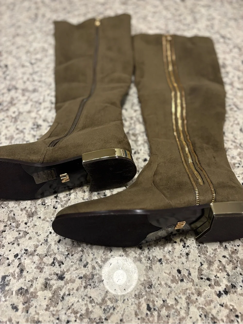 Ninety Union Majestic Over-The-Knee Boots Zipper Olive Green Women’s Size 8 Heel